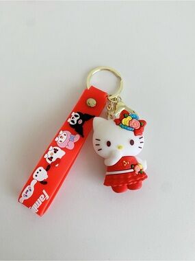 Red Hello Kitty Charm Keychain with Strap
